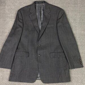 Lauren Ralph Lauren Houndstooth Blazer Men's 42L Gray Blue Red Wool 2 Button